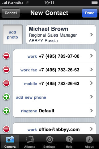  4  ABBYY Business Card Reader  iPhone 3GS
