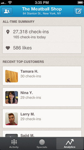 iPhone-приложение Foursquare для ресторанов и ритейлеров
