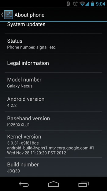  2  Nexus 10, Nexus 7  Galaxy Nexus   Android 4.2.2